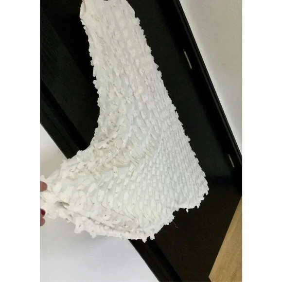 Tricot Chic Womens Ivory Gold Abito Flower Lace Textured Flare Mini Dress Size 6 - Picture 3 of 12